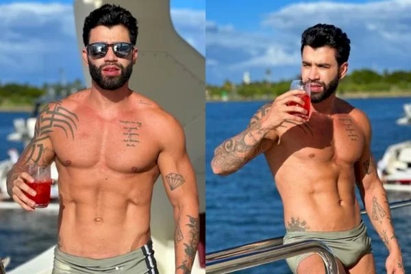 Amigos fazem “gracinhas” com Gusttavo Lima após foto de sunga