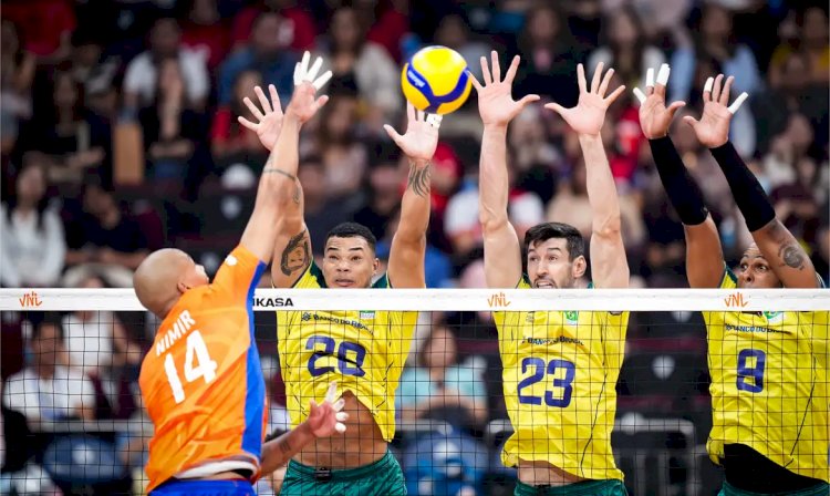 Brasil vence Holanda de virada na Liga das Nações de Vôlei Masculino